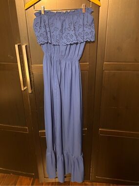 Blue Strapless Maxi Dress